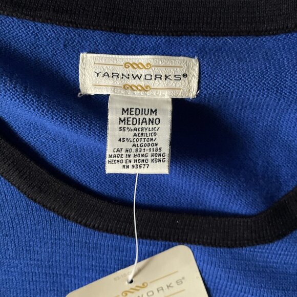 Yarnworks Blue Sleeveless Knit Top Medium / Acrylic & Cotton Blend - Picture 4 of 6